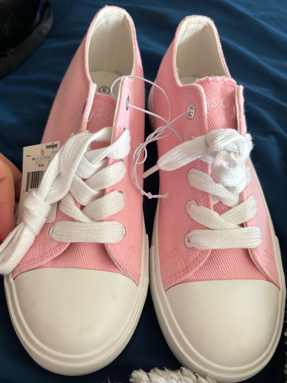 Falls Creek Girls Pink Canvas Low-Top Sneakers with White Trim